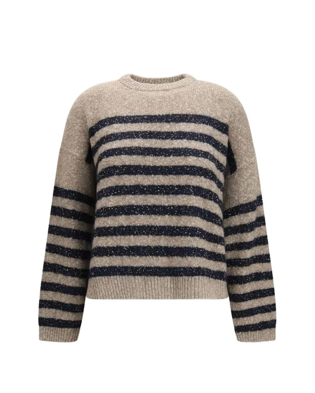 Brunello Cucinelli Gray Striped-Pattern Sweater