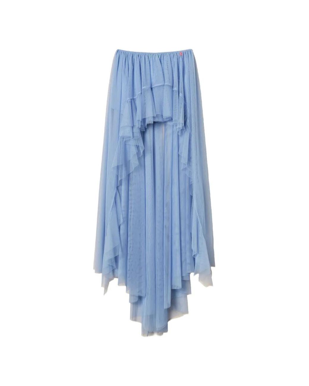 Twinset Blue X Myfo Long Asymmetric Tulle Skirt