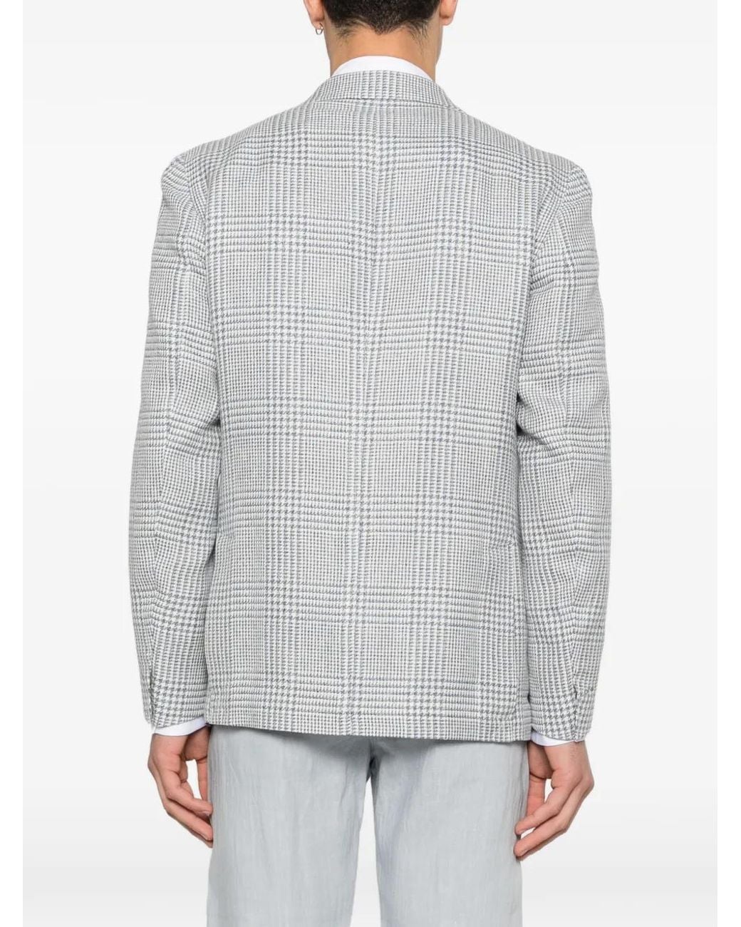 Eleventy Gray Checked Single-Breasted Blazer for men