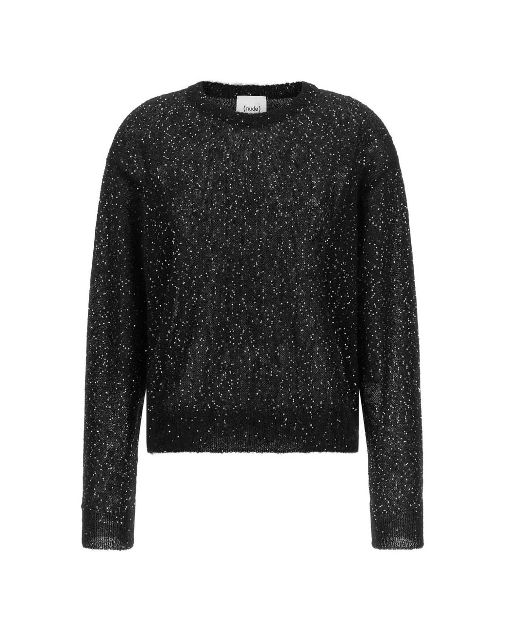 Nude Black Sequin-Embellished Sweater