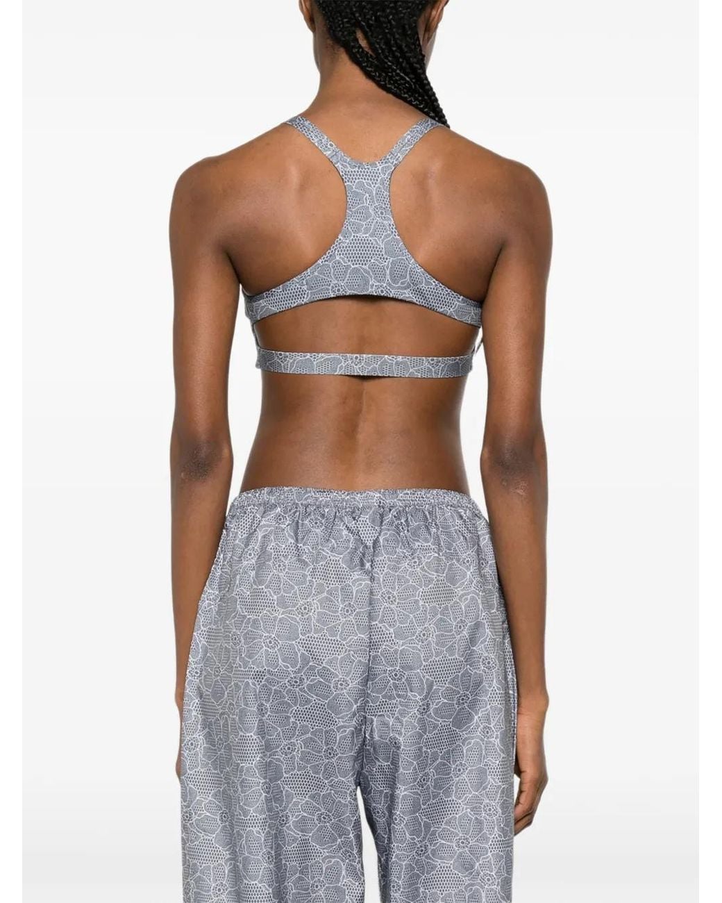 Adidas By Stella McCartney Blue T-Back Printed Performance Tank Top
