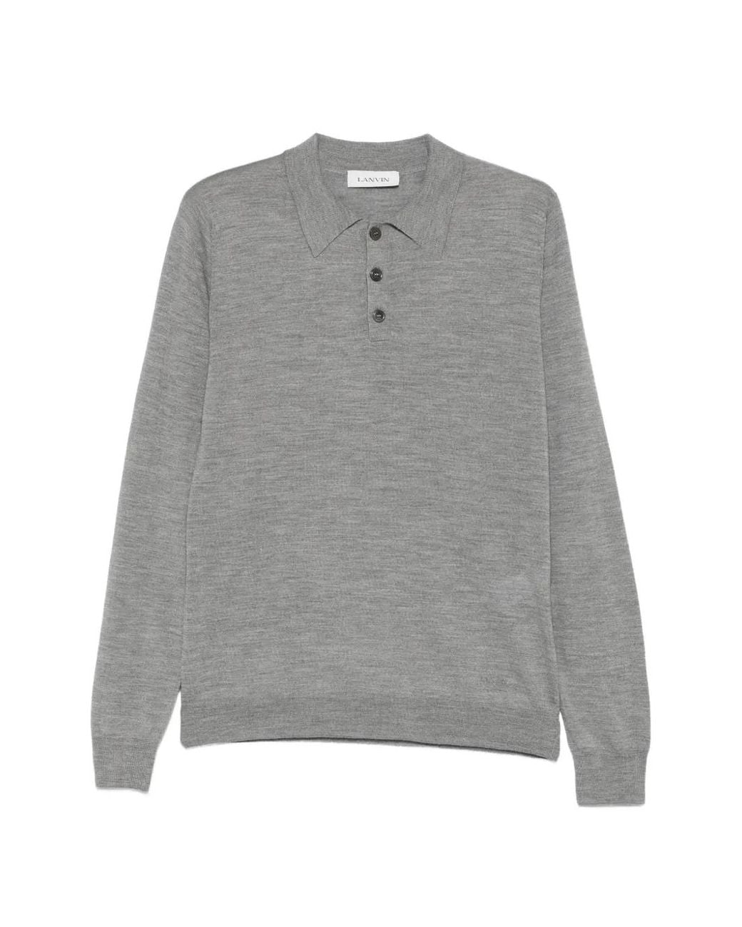 Lanvin Gray Long-Sleeve Polo Shirt for men