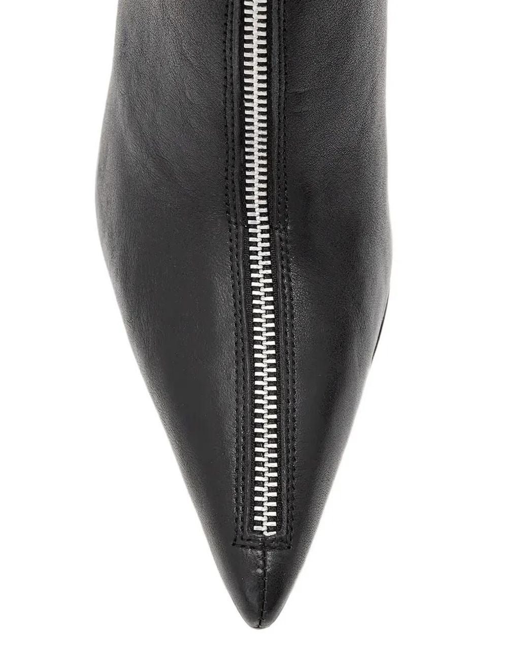 AllSaints Black Vera Front-Zip Leather Boots