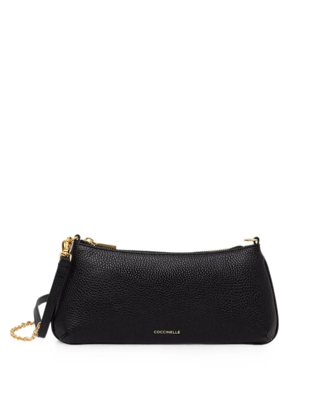 Coccinelle Black Mini C-Me Logo-Print Chain-Link Crossbody Bag