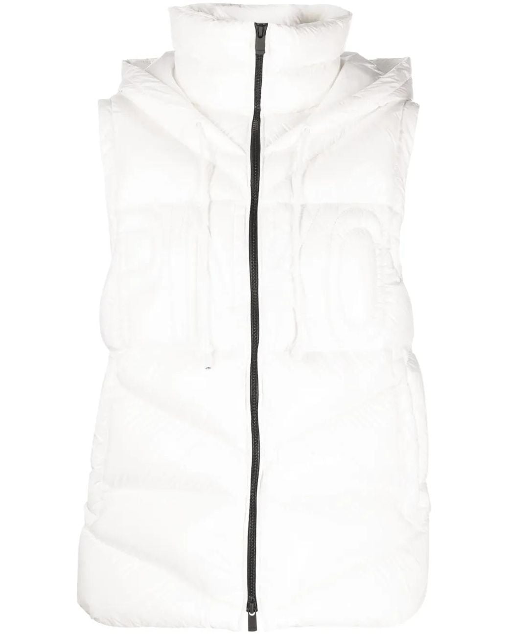 Pinko White Padded Detachable-Hood Waistcoat