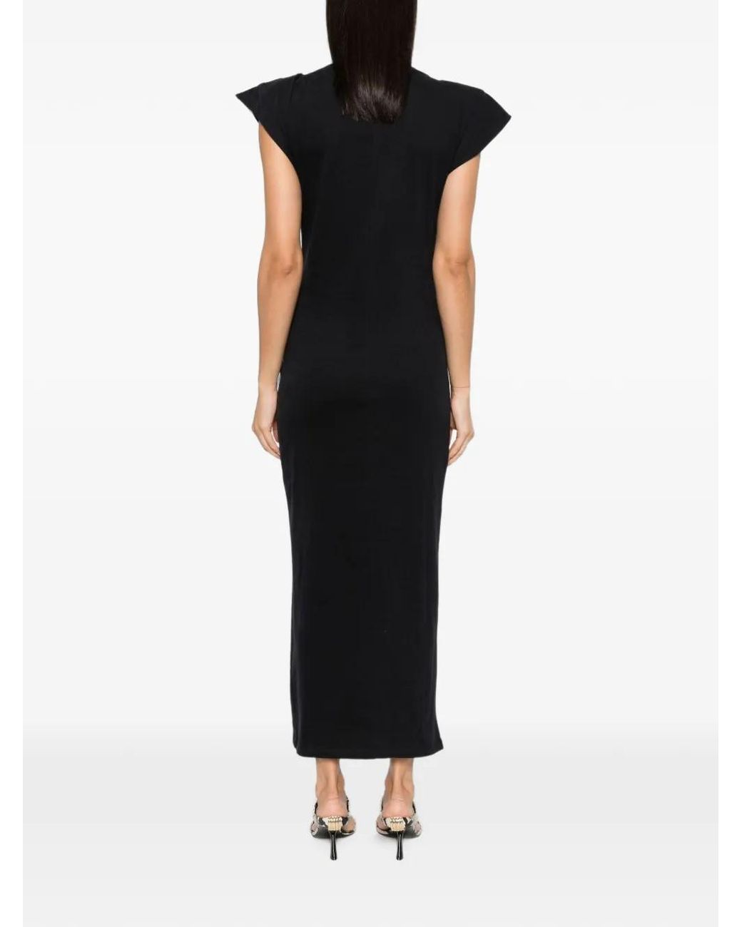 Isabel Marant Black Ruched Side-Slit Maxi Dress