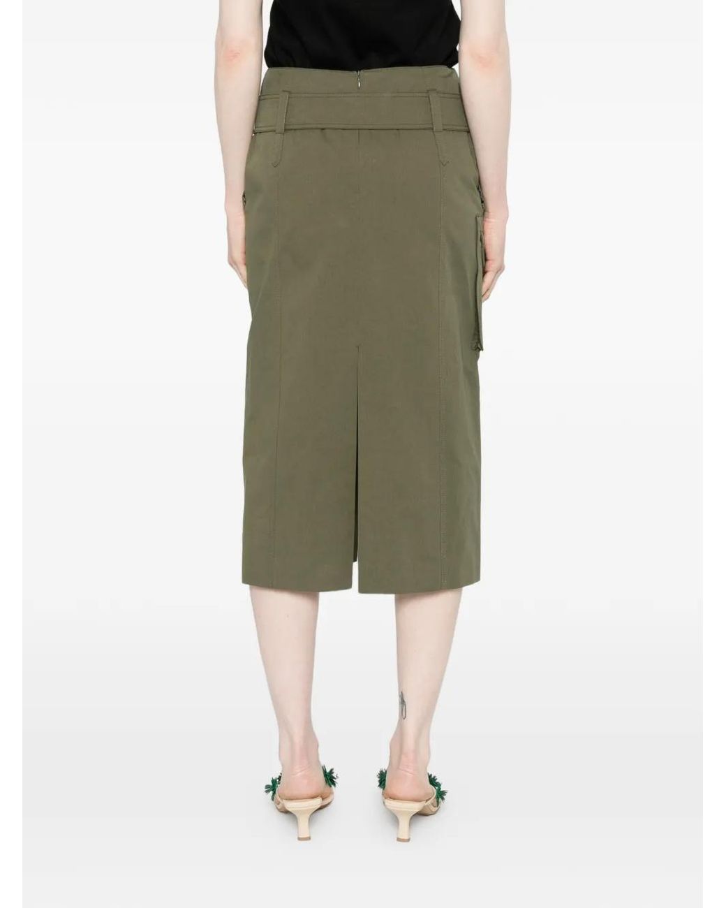 Isabelle Blanche Green Belted Midi Skirt