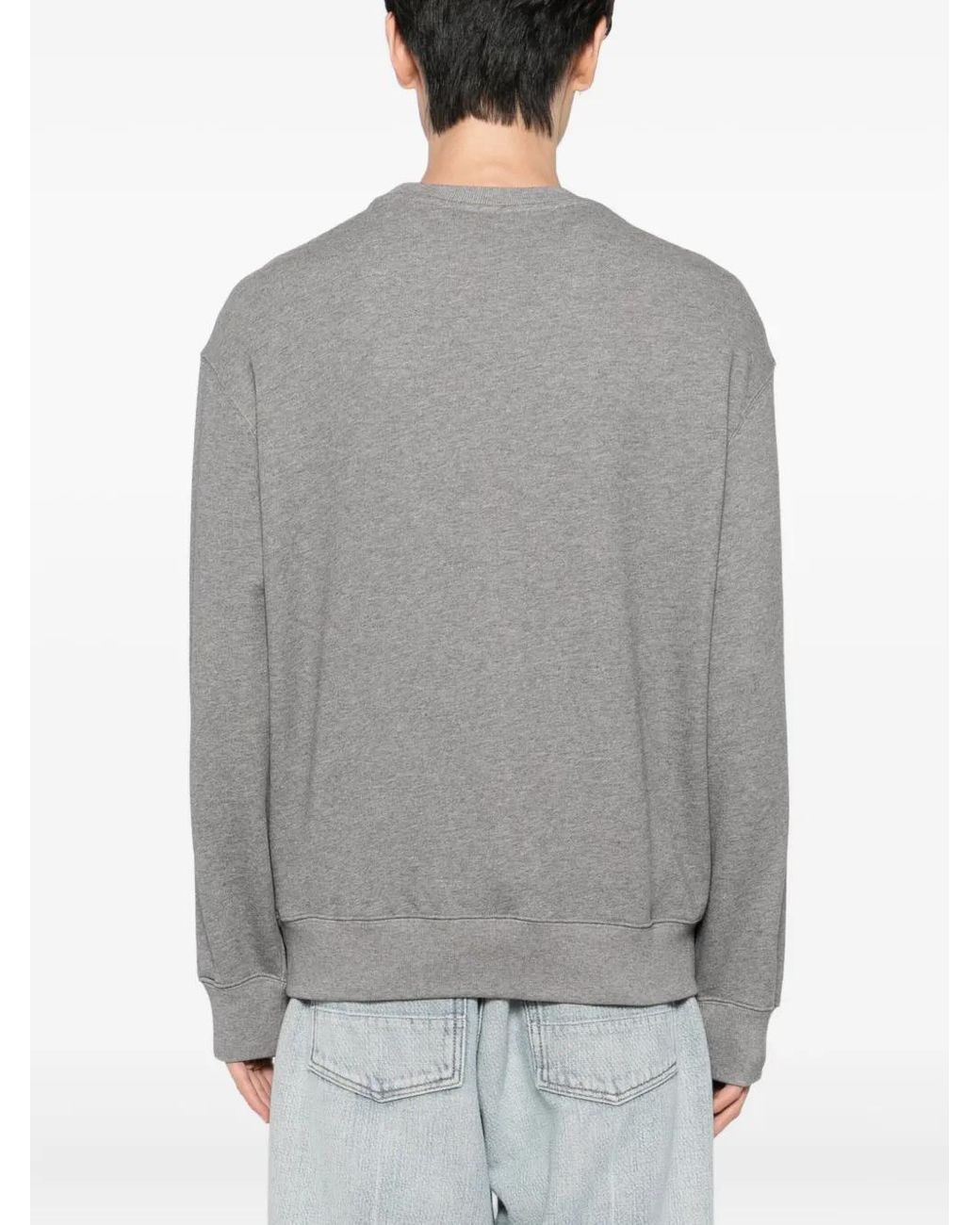 Maison Kitsuné Gray Handwritten Embroidered Cotton Sweatshirt for men