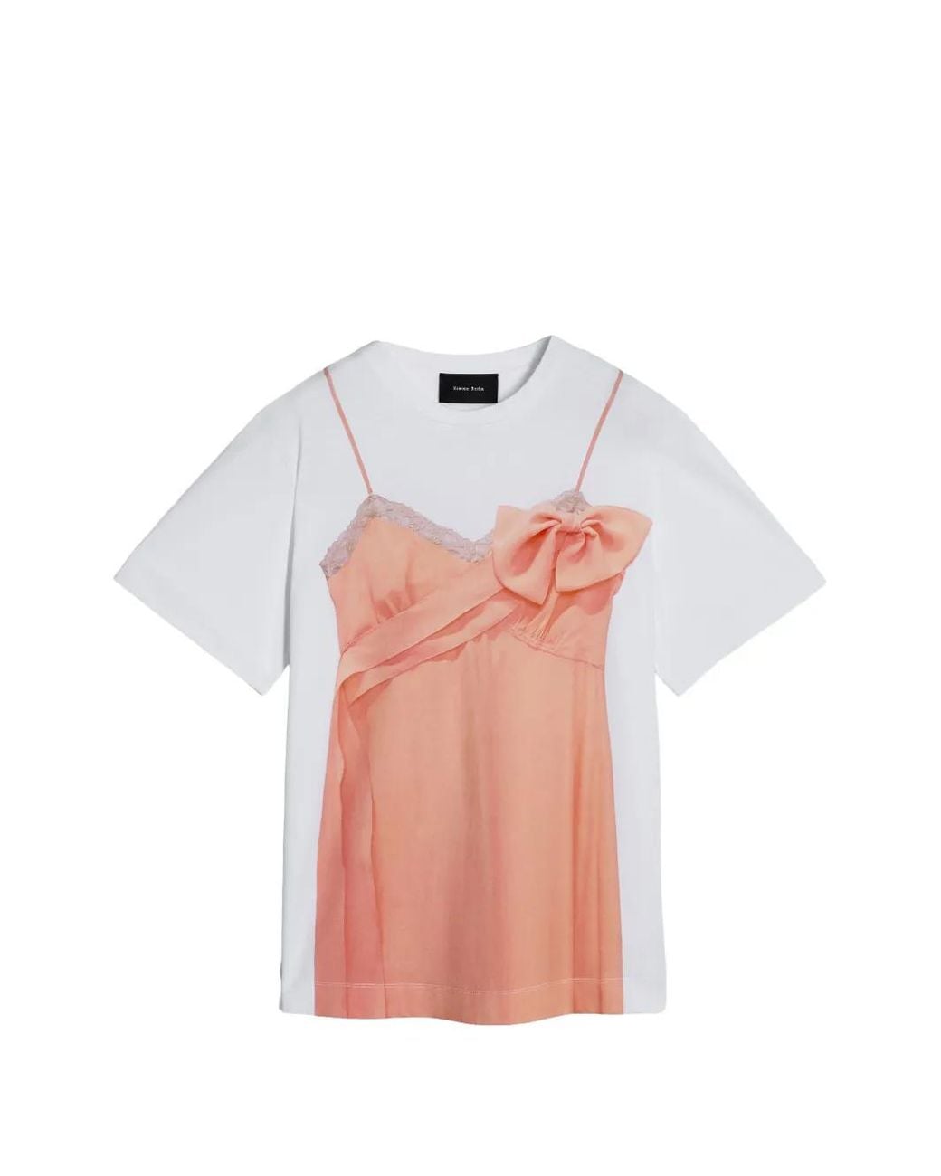 Simone Rocha White Trompe'Oeil Bow-Detail T-Shirt