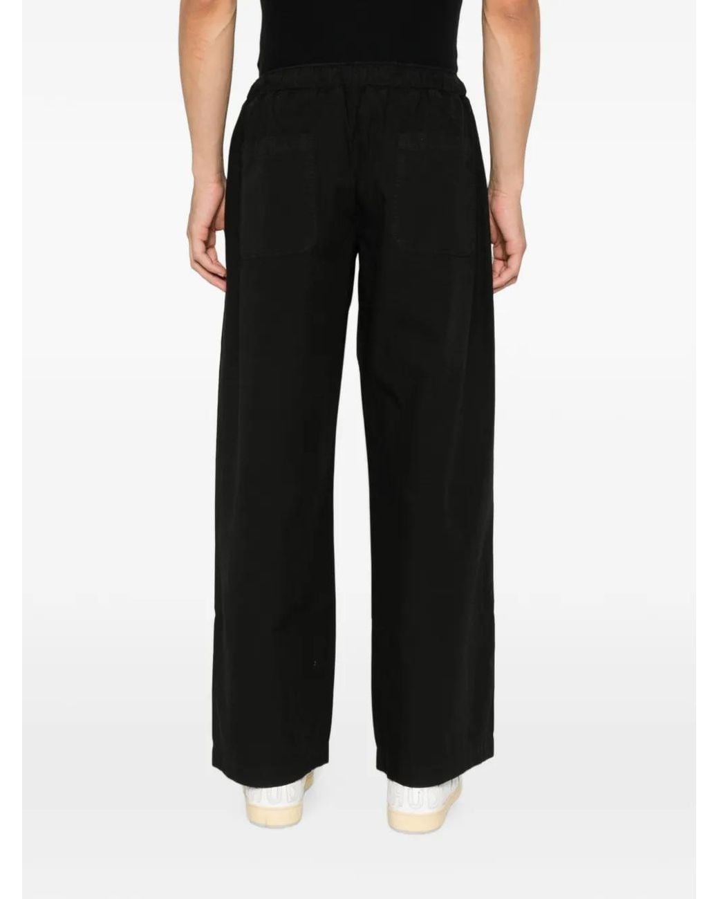 Palm Angels Black Logo-Print Drawstring Trousers for men