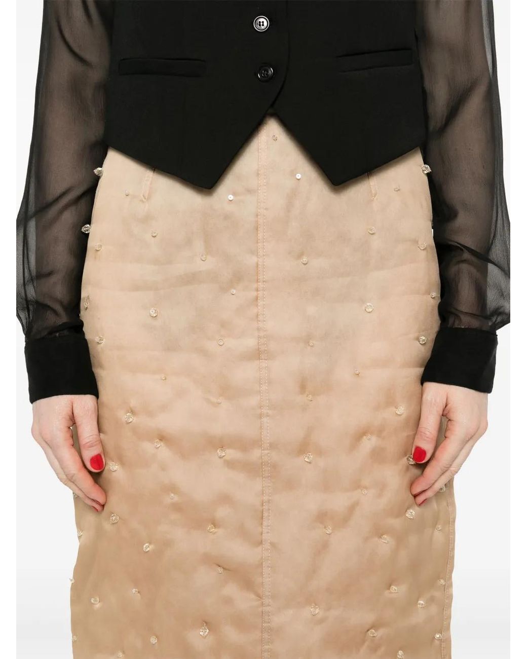 Fabiana Filippi Natural Bead-Detailing Midi Skirt