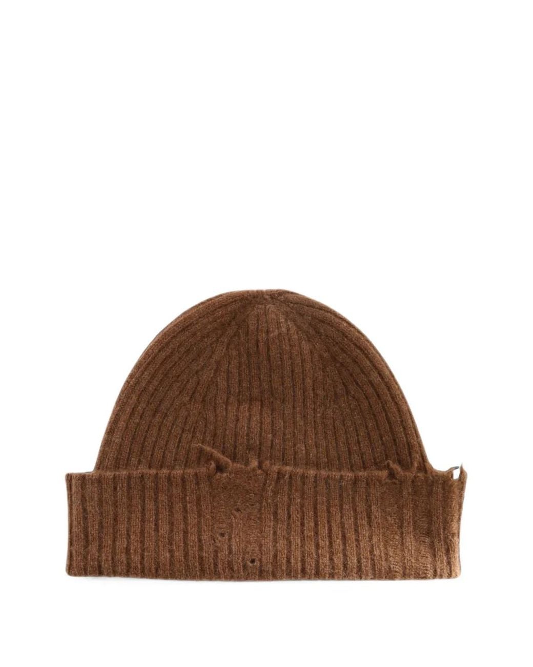 Uma Wang Brown Soft Distressed Cashmere Beanie Hat