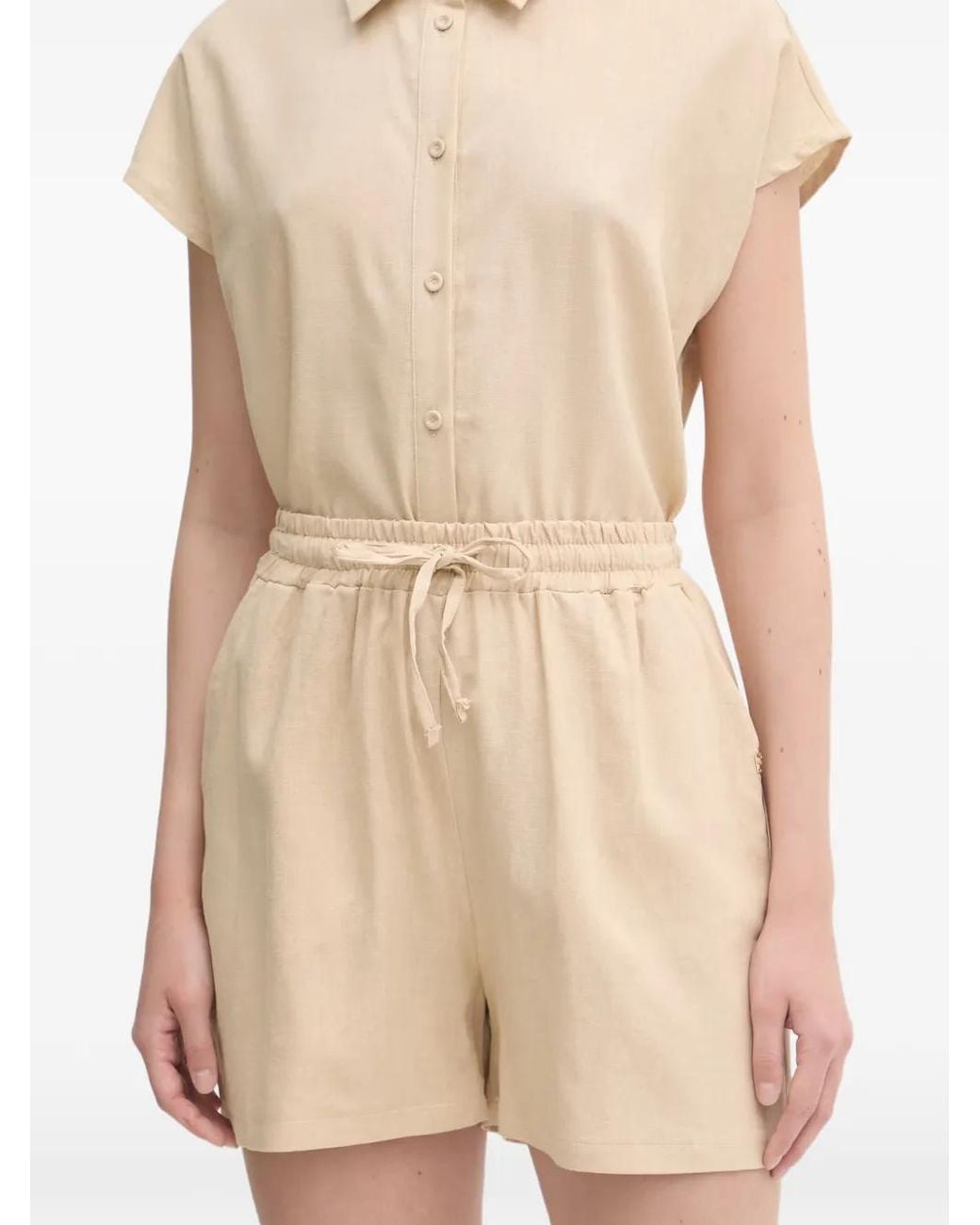 GAUDI Natural Drawstring-Waist Mini Shorts