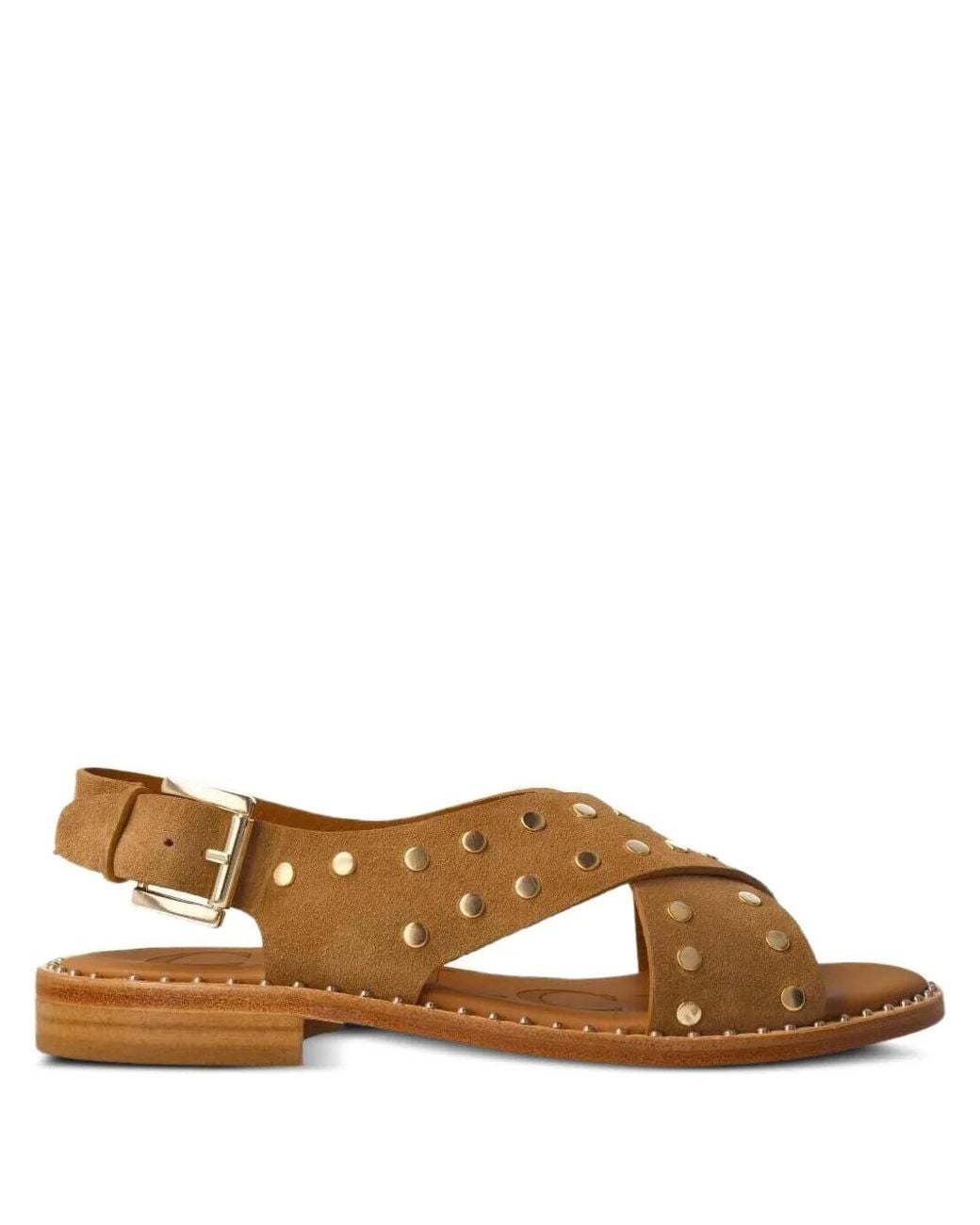 Calce Brown Flache Sandalen Mit Überkreuzten Riemen