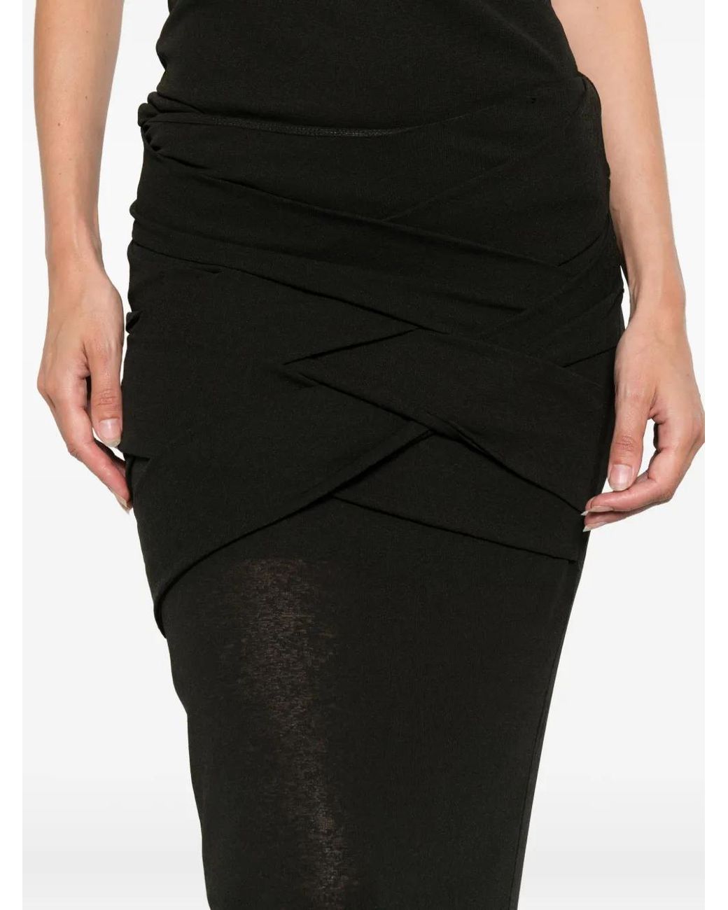 Nanushka Black Drape-Detail Maxi Skirt
