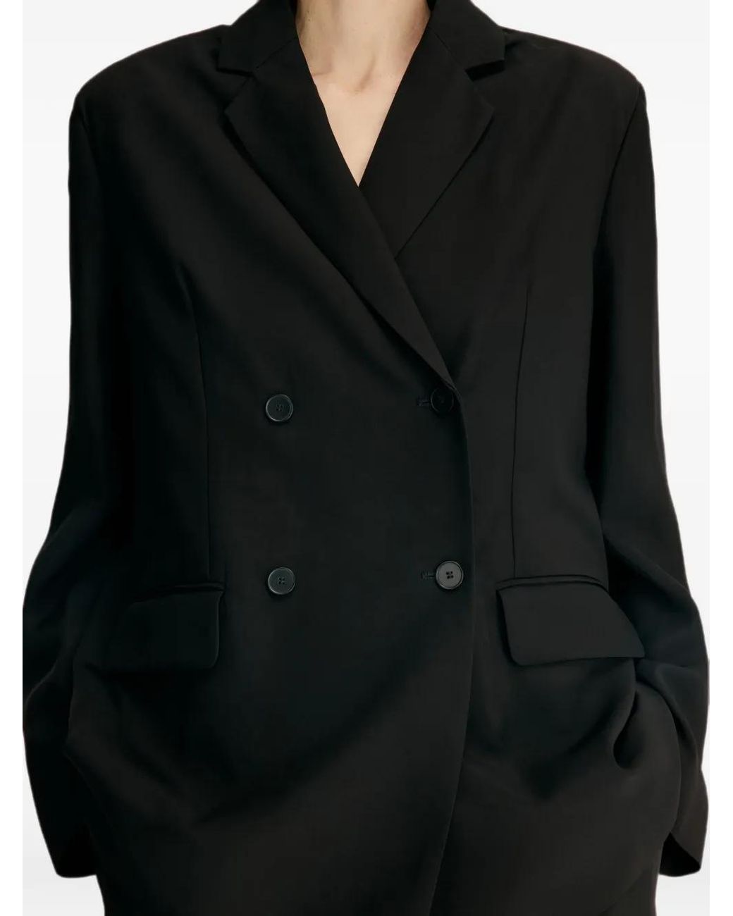 Loulou de Saison Black Regan Double-Breasted Notch-Lapels Jacket