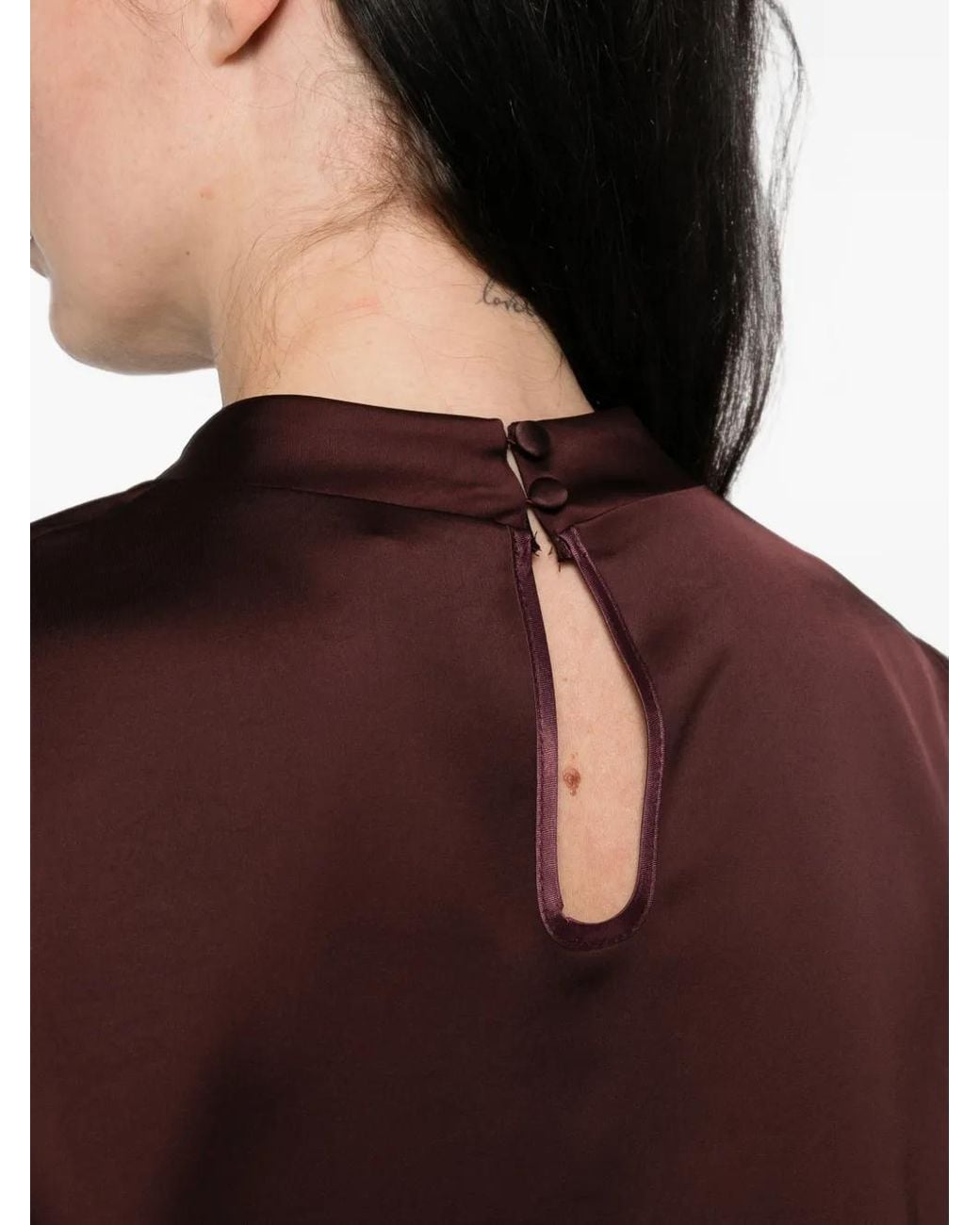 Imperial Purple Satin-Finish Short-Sleeve Top