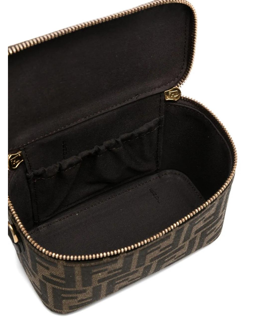 Fendi Black Vanity Ff-Pattern Top-Handle Mini Bag