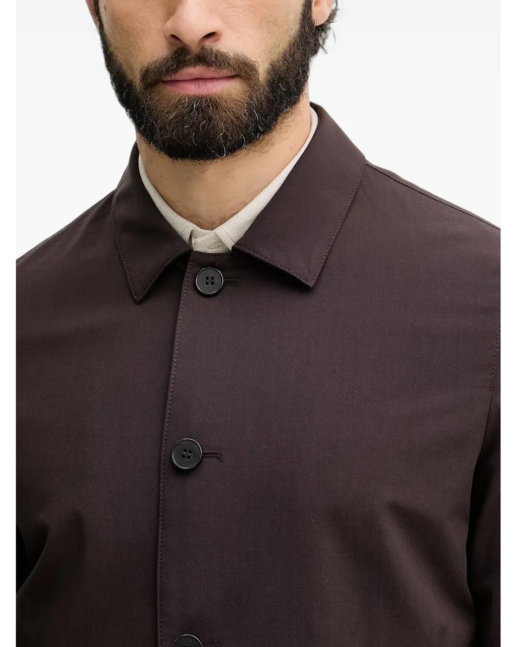 Sisley Brown Button-Up Collared Jacket for men