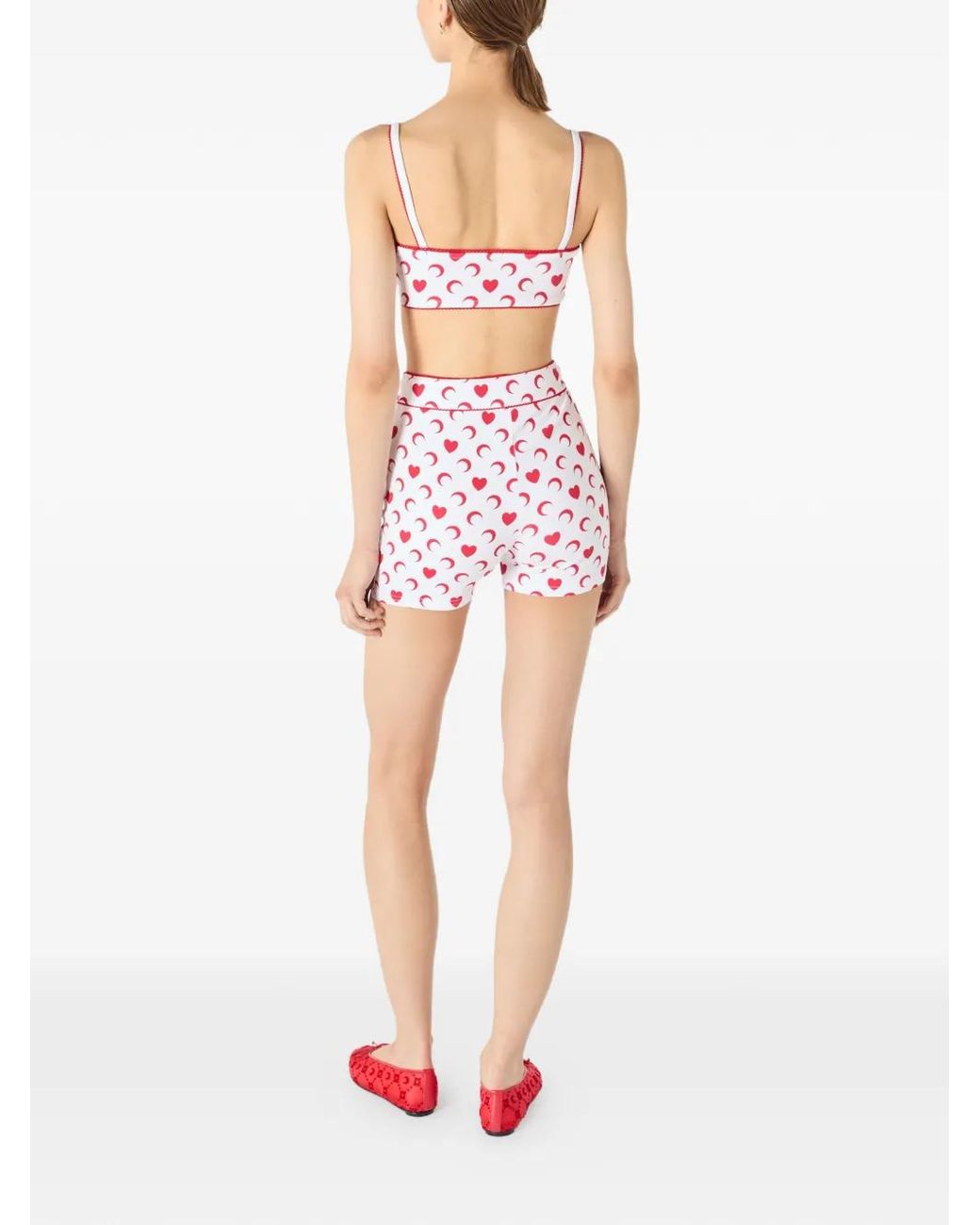 MARINE SERRE Pink Moon Heart Bralette With Spaghetti Shoulder Straps