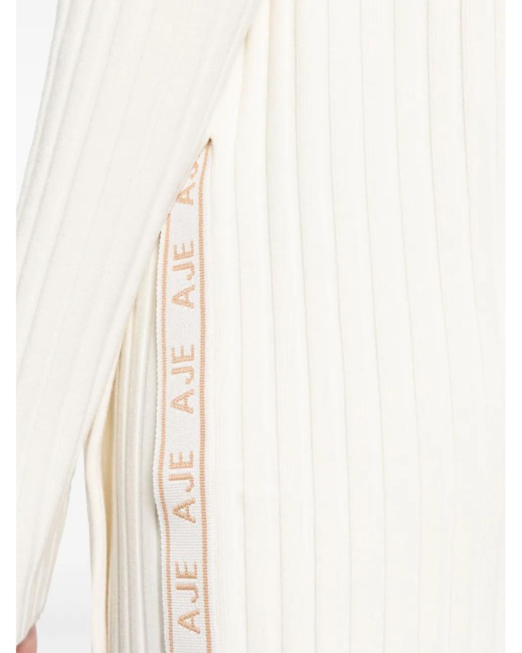 Aje. White Logo-Tape Ribbed-Knit Jumper