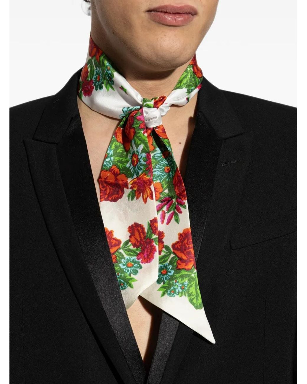Moschino White Floral-Motif Scarf