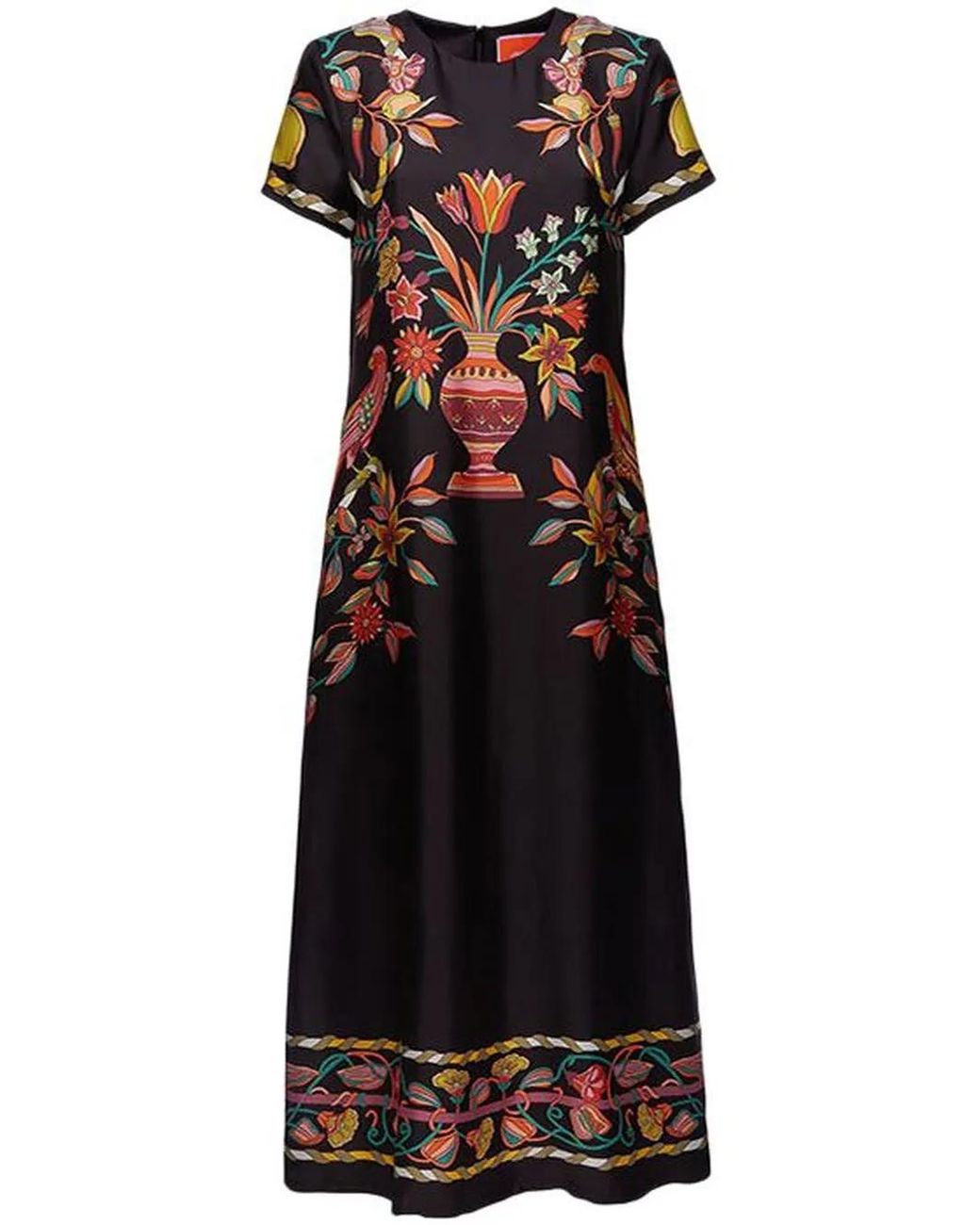 LaDoubleJ Black Graphic-Print Midi Dress