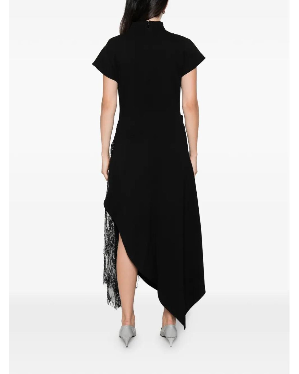 Staud Black Effie Sequin-Embellished Fringed Maxi Dress