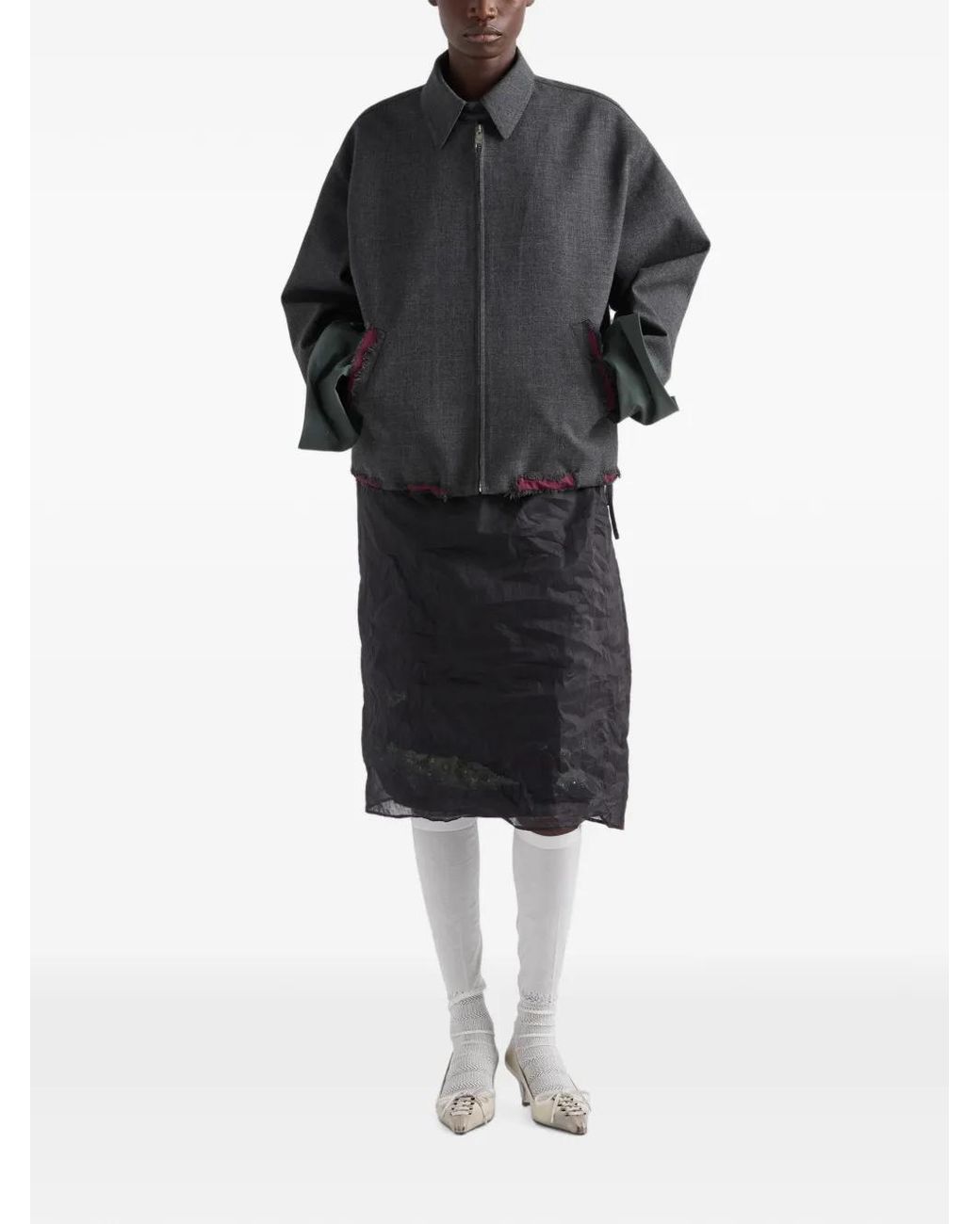 Prada Blue Bonded Devoré Hopsack Blouson Jacket