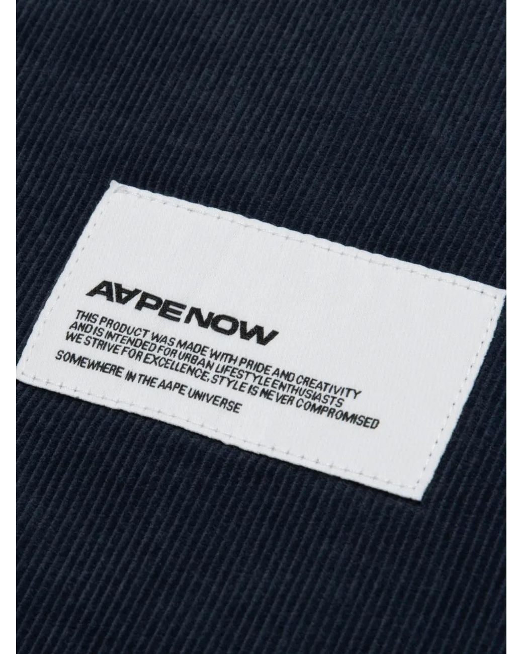 Aape By A Bathing Ape Blue Corduroy Logo-Patch Shirt for men