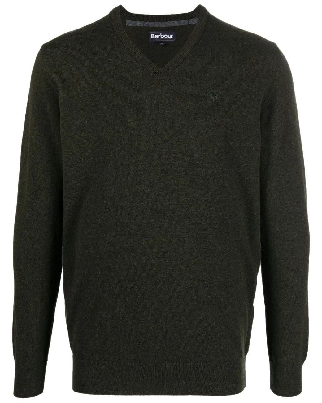 Barbour Black Essential V-Neck Wool Sweater for men