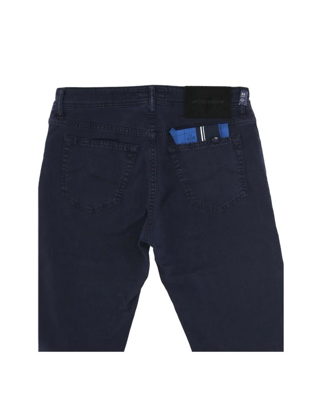 Jacob Cohen Blue Logo-Patch Five-Pocket Trousers for men