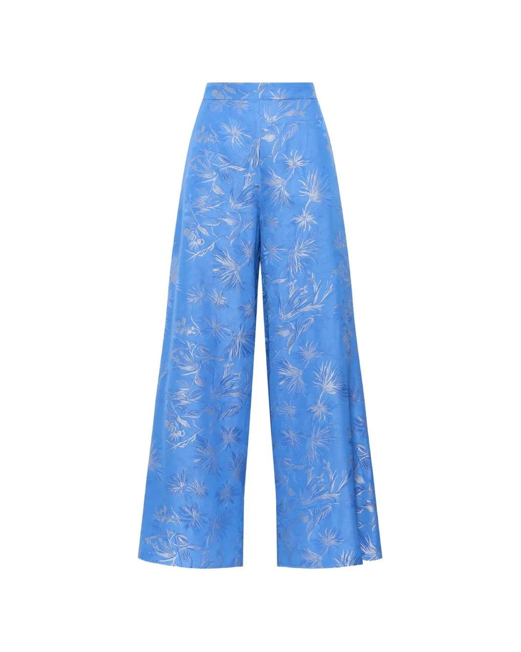 Maliparmi Blue Ramage-Print Palazzo Pants