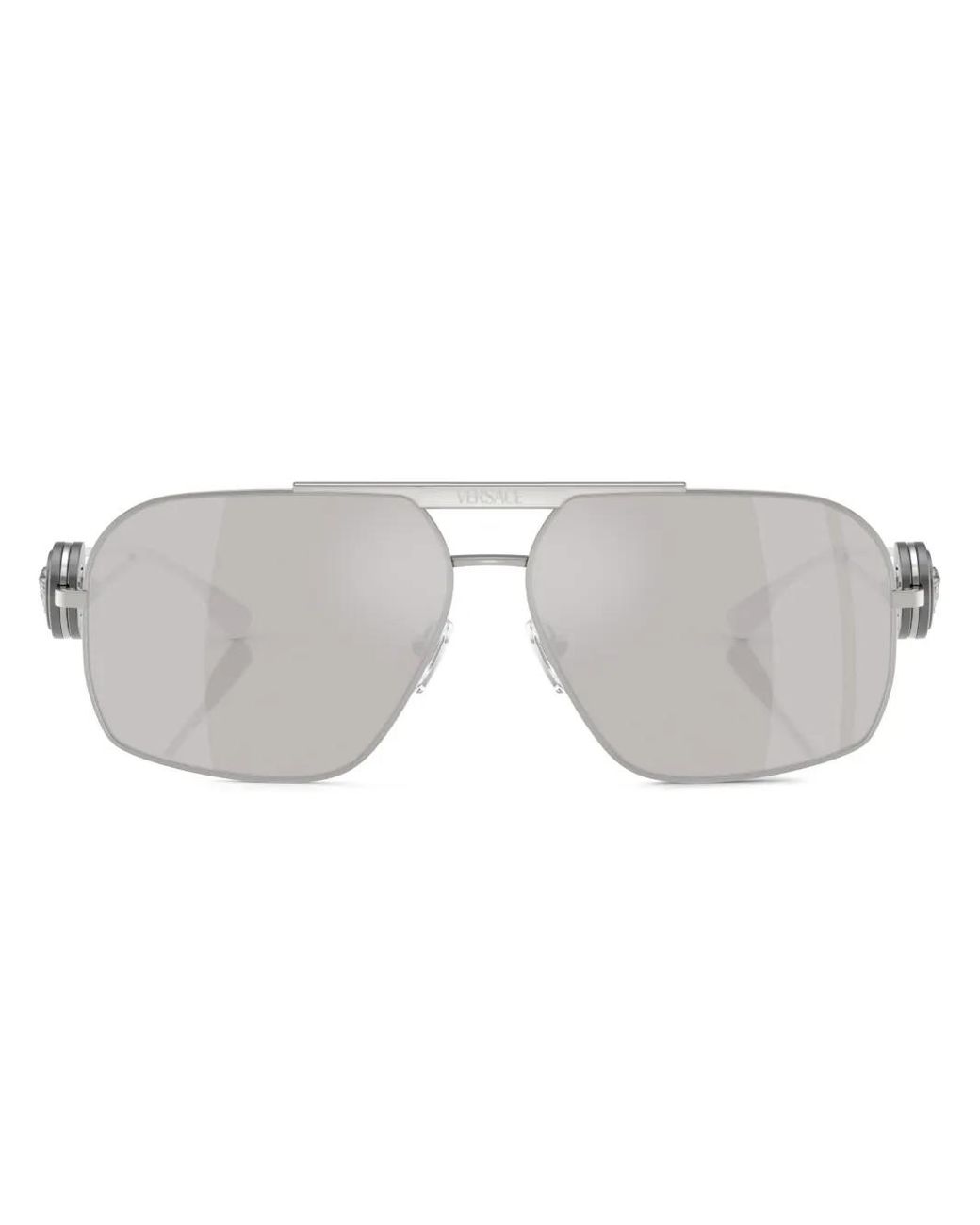 Versace Gray Medusa Pilot-Frame Sunglasses for men