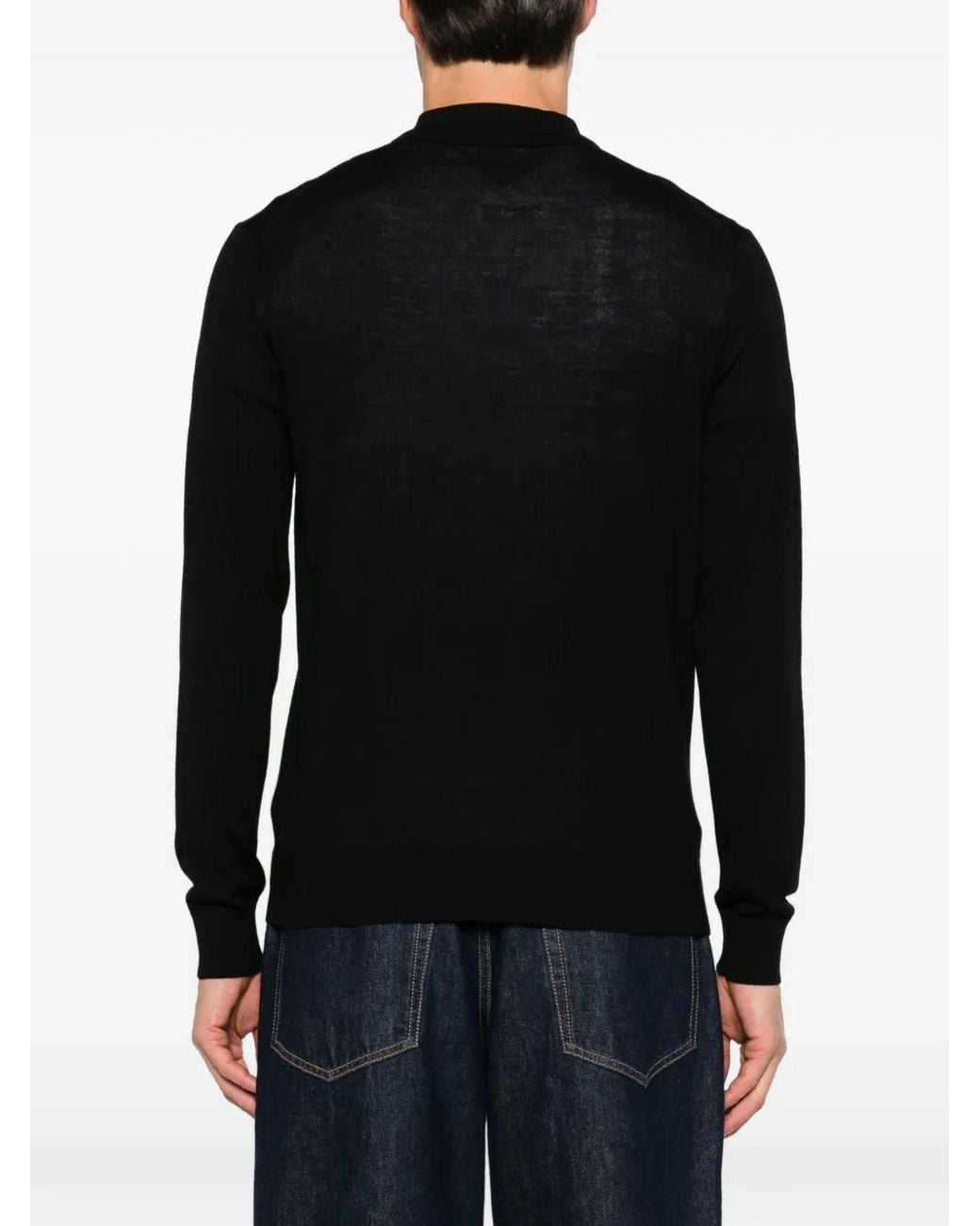 ÉPHÉMÈRE Black Long-Sleeve Polo Shirt for men
