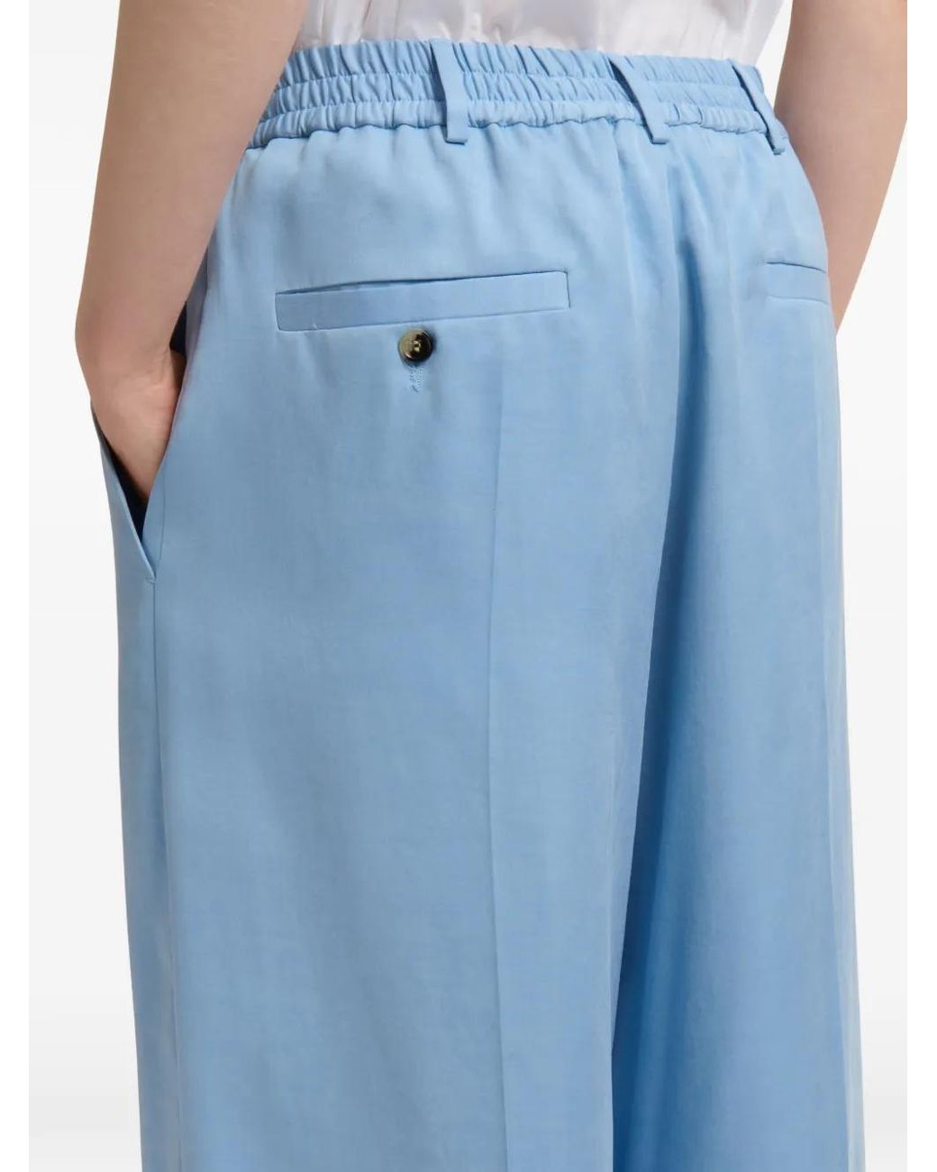 Marni Blue Satin-Finish Wide-Leg Trousers