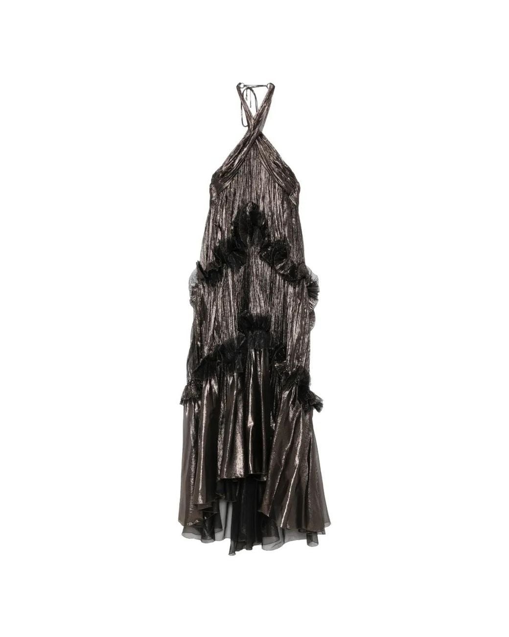 Maria Lucia Hohan White Zadie Ruffled Pleated Maxi Dress
