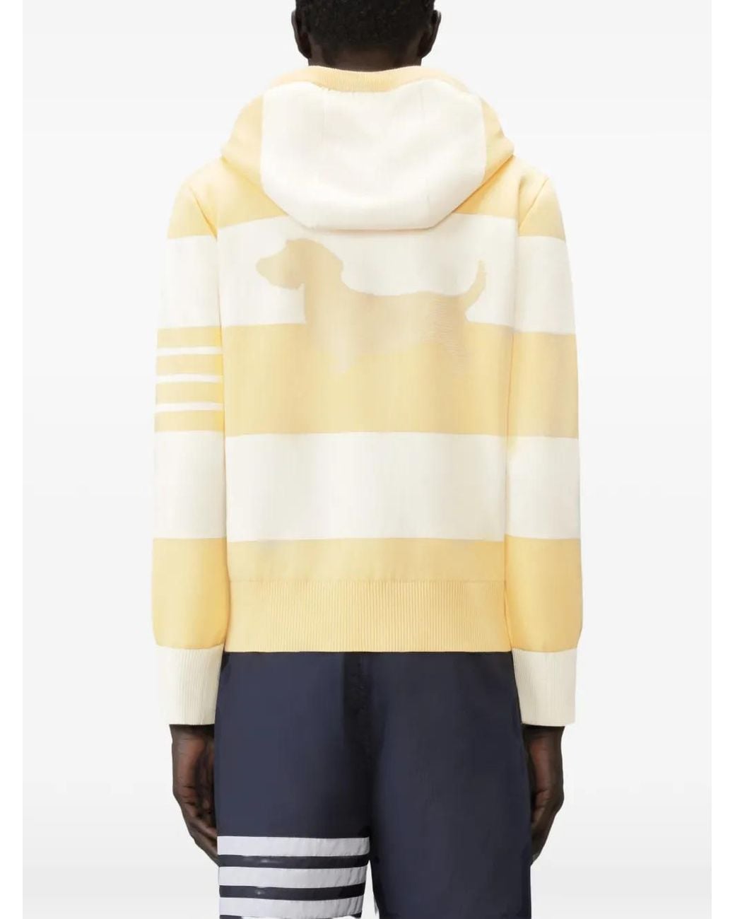 Thom Browne Yellow Hector 4-Bar Rugby Zip Up Hoodie for men
