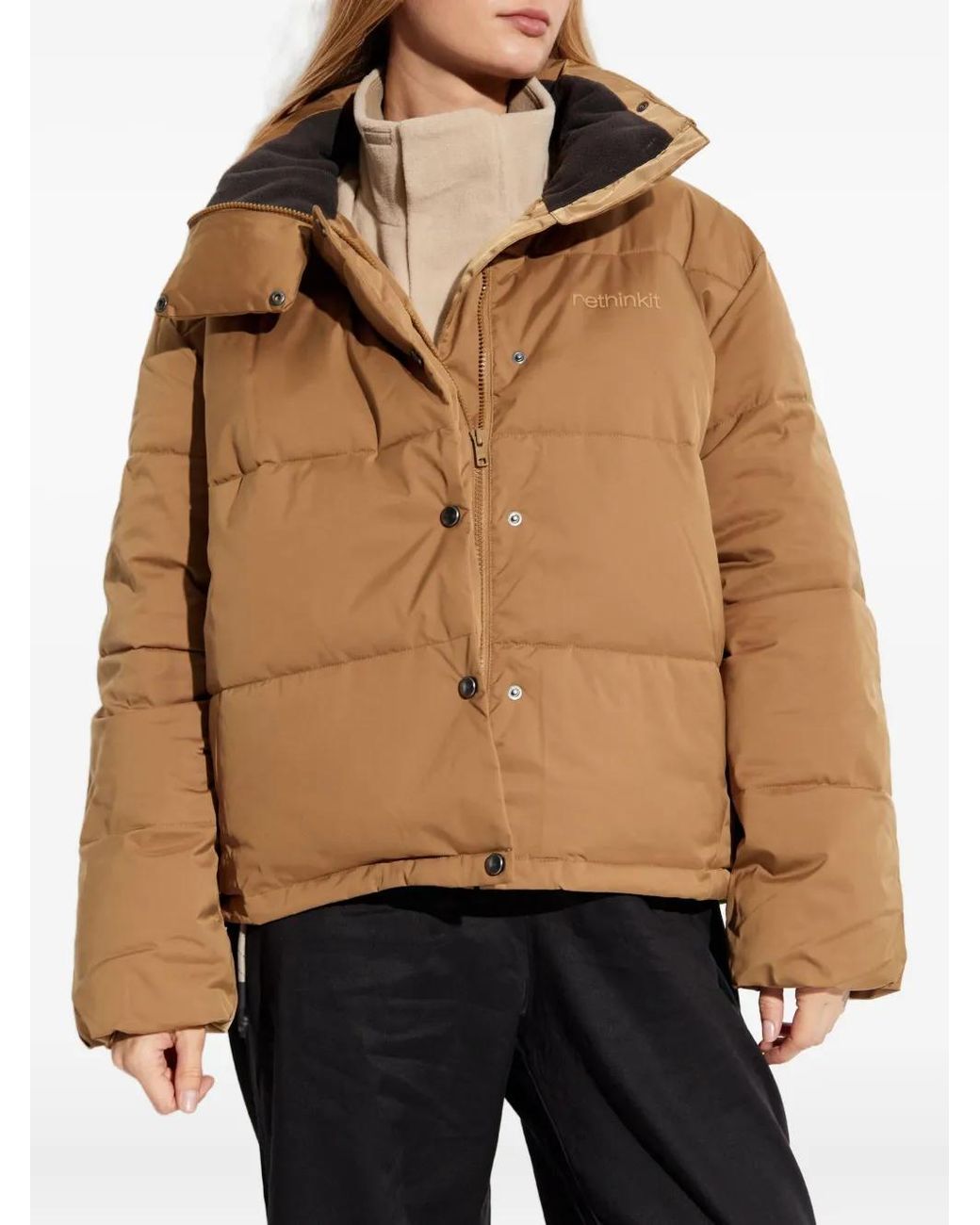 Rethinkit Studios Brown Button Padded Puffer Jacket