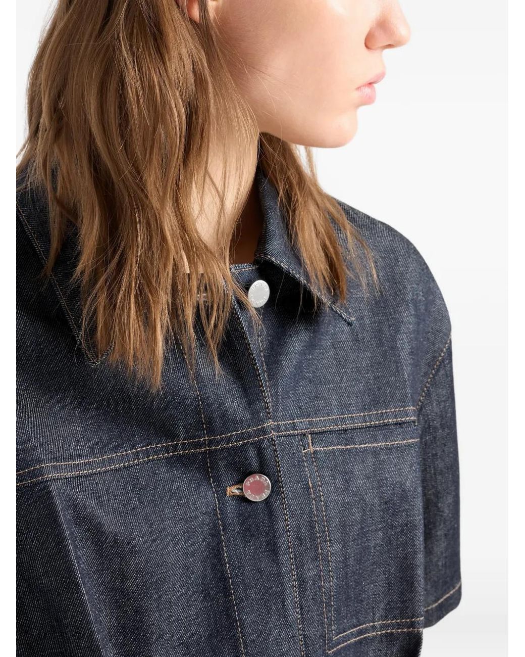 Prada Blue Belted Denim Mini Dress