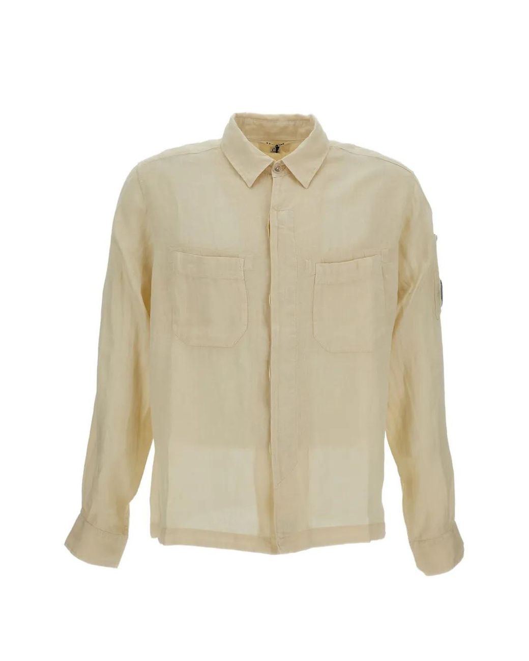 C P Company White C.P.Company Long-Sleeved Linen Shirt for men