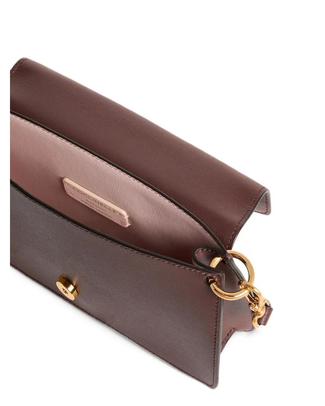 Coccinelle Brown Mini Logo-Plaque Leather Shoulder Bag