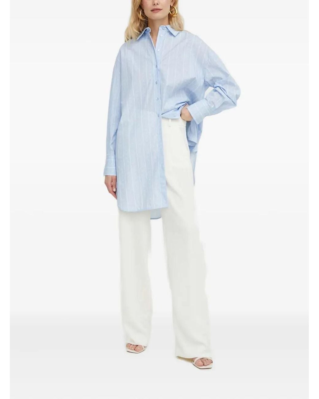 Twinset Blue Striped Buttoned Shirt