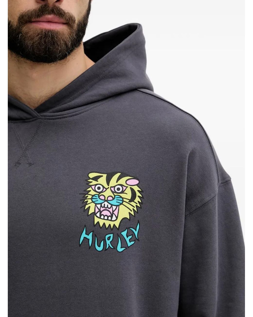 Hurley Gray Tiger-Print Hoodie for men