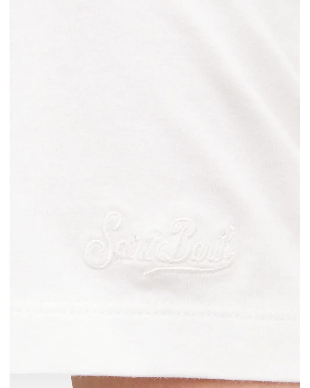 Mc2 Saint Barth White Emilie Cotton T-Shirt With Embroidery