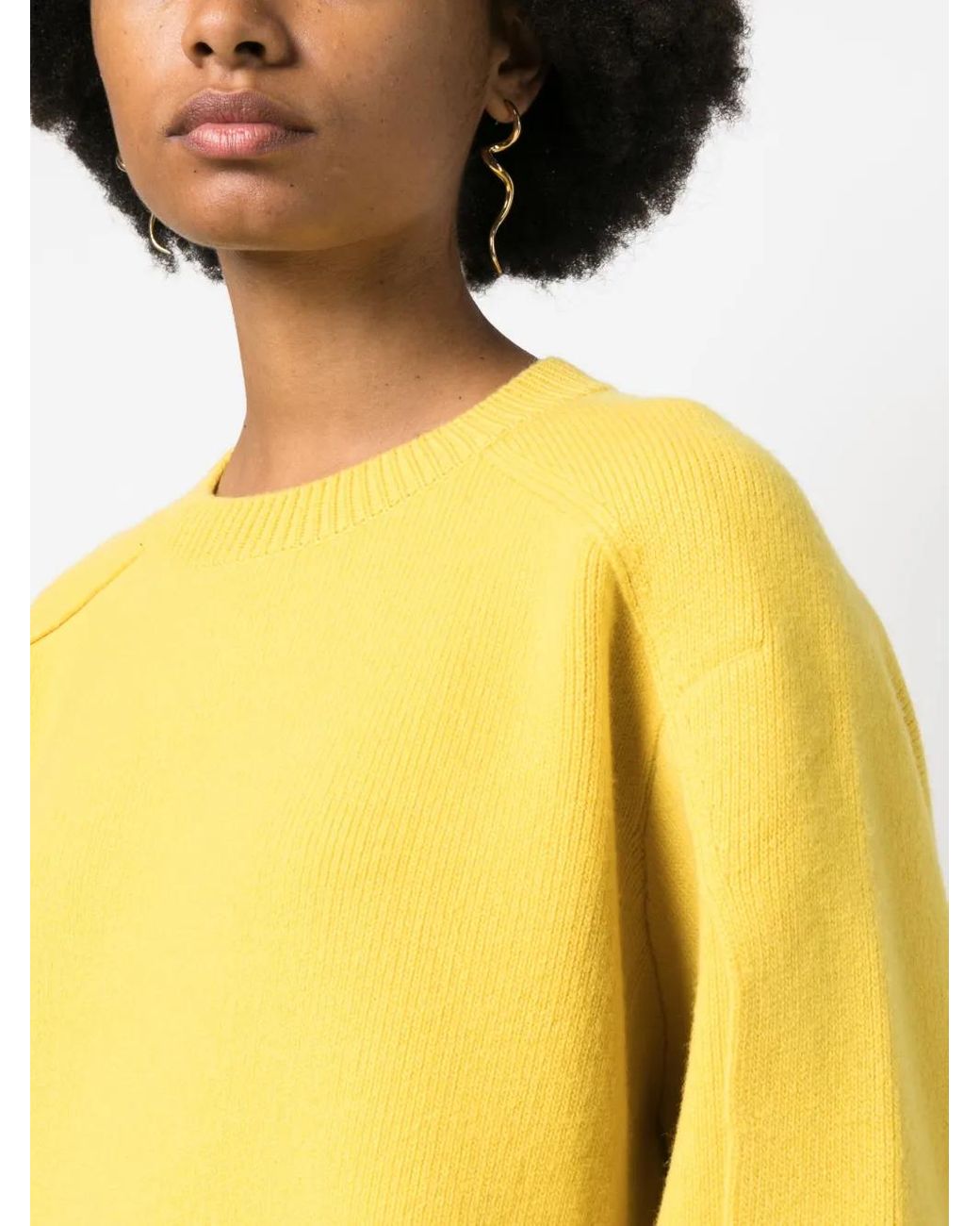 Lanvin Yellow Round Neck Cocoon Cape Jumper