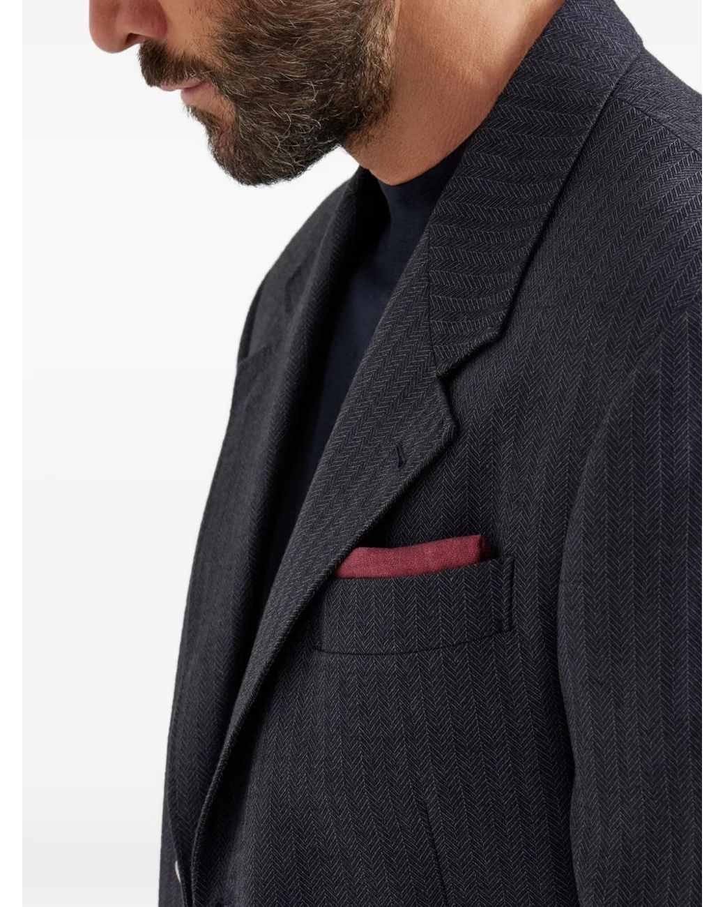 Brunello Cucinelli Purple Striped-Border Pocket Square for men