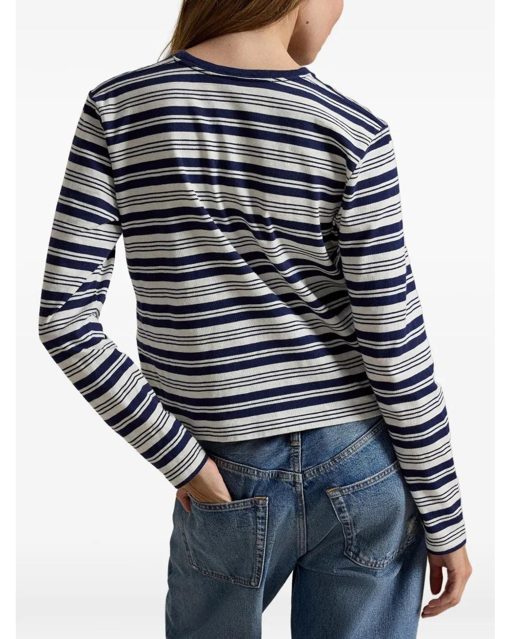 Polo Ralph Lauren Blue Striped Logo-Print T-Shirt