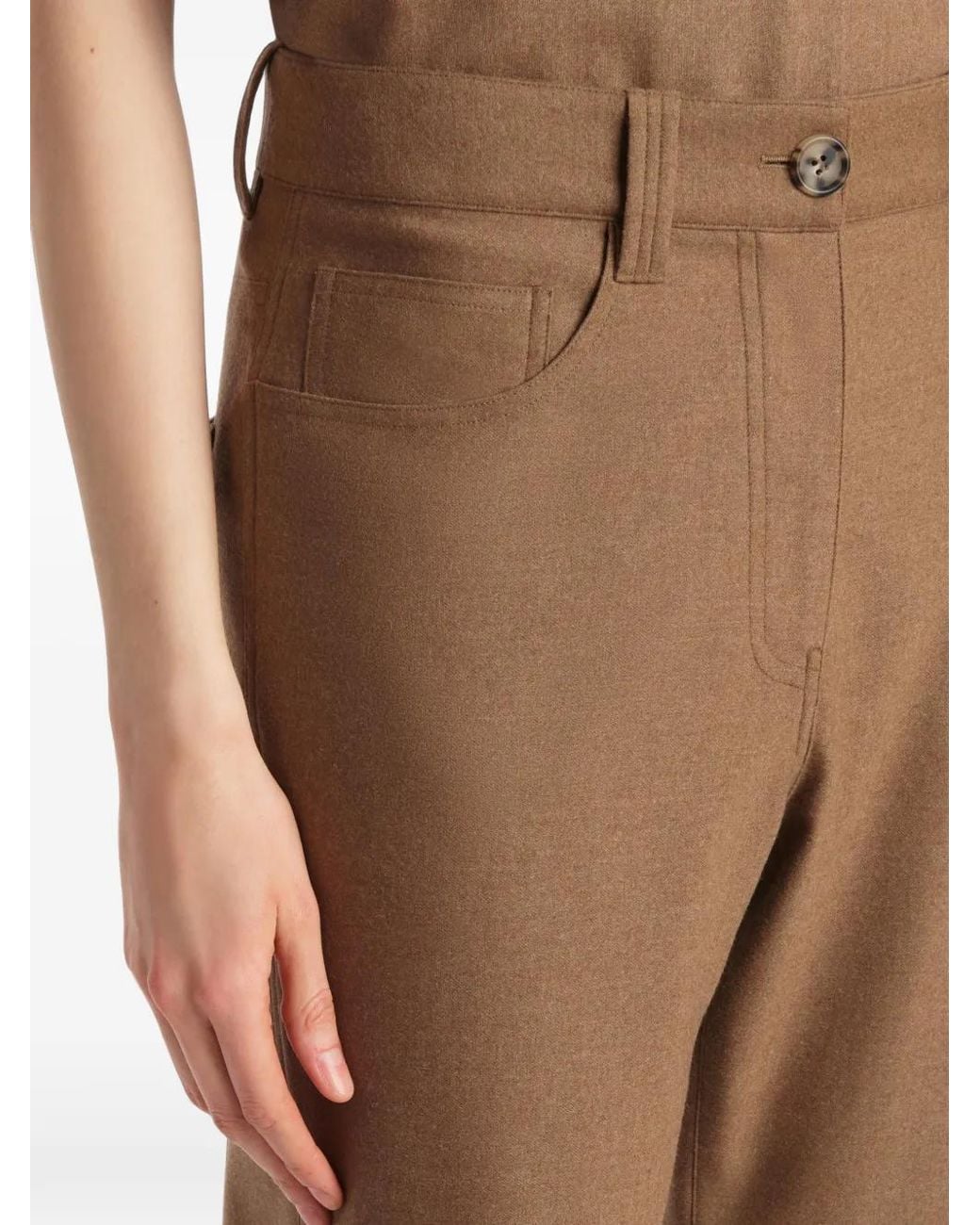 Khaite Natural Straight-Leg Wool-Blend Trousers