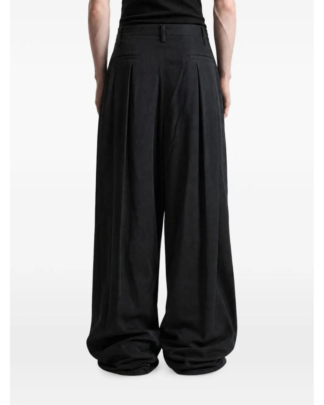 Yohji Yamamoto Gray Pleated Wide-Leg Trousers for men